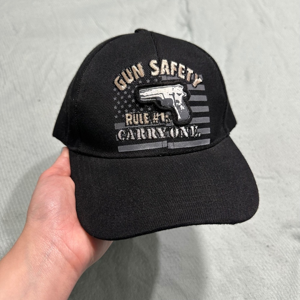 Gun Safety Rule 1 Carry One American Flag Baseball Cap Hat Black Adjustable